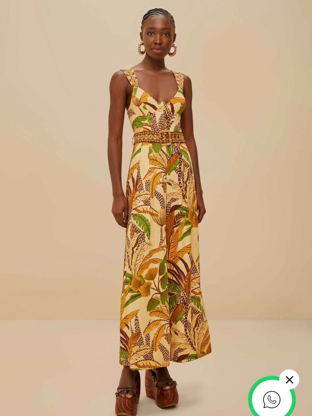 Farm Rio Foliage sketch sand jumpsuit-medium NWT